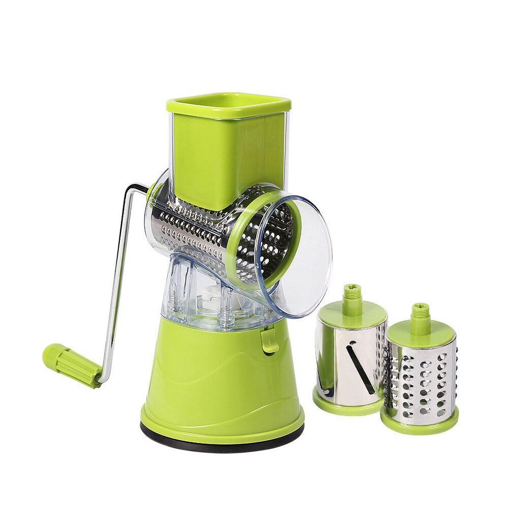 Vegetable Cutter Round Slicer Potato Carrot Cheese Shredder Food Processor Vegetable Chopper kitchen Roller Gadgets Tool: green
