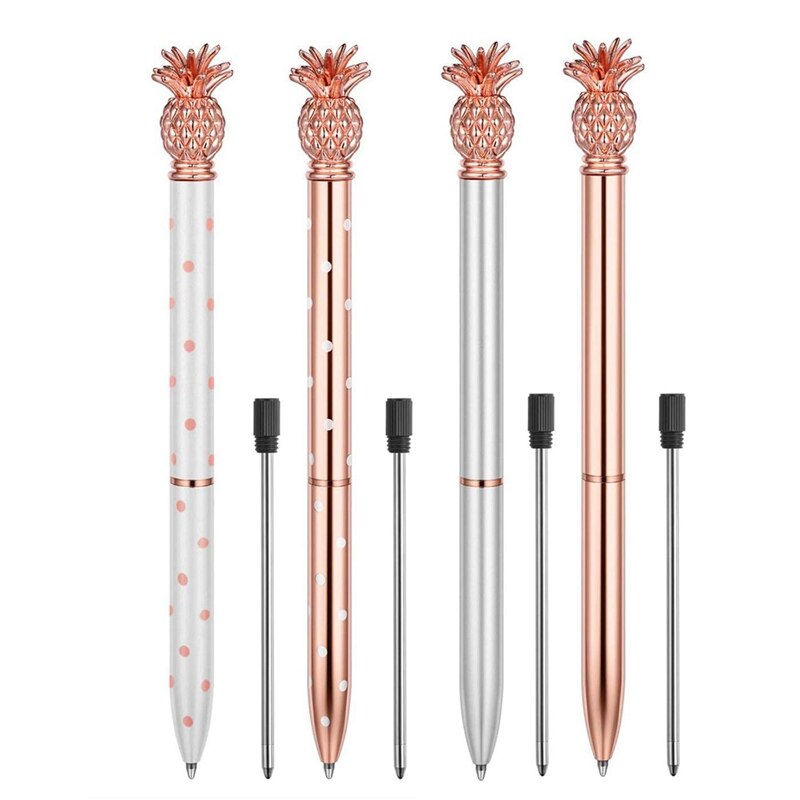 Nuevos bolígrafos de piña, bolígrafos bonitos, bolígrafo de Metal dorado rosa, blanco, suministros de oficina de plata y Accesorios de escritorio escolar, Fantasía