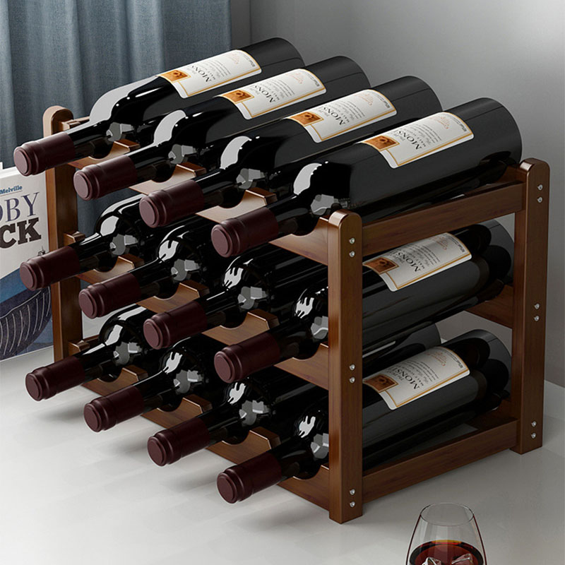 Rode Wijnrek Houten Raster Display Rack Huishoudelijke Wijn Opbergkast Plank Voor Thuis Keuken Wijnkelder Eetkamer Aanrecht