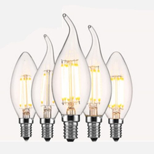 LED Energy Saving E14 E27 E12 2W 4W 6W Candle Bulb AC 220V 110V Dimmable C35 C35L LED Filament Light Bulb 360 Degree Lamp