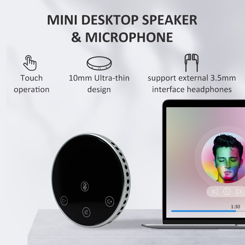 USB Conference Speaker Microphone Wired Touch Key Omni Mic Directional High Volume Pickup PnP For Laptop Notebook