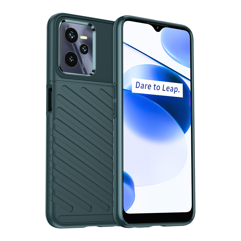 Voor Realme C35 Case Rubber Silicone Matte Zachte Beschermende Armor Case Voor Realme C35 Cover Voor Realme C35 Case: Zwart Groen