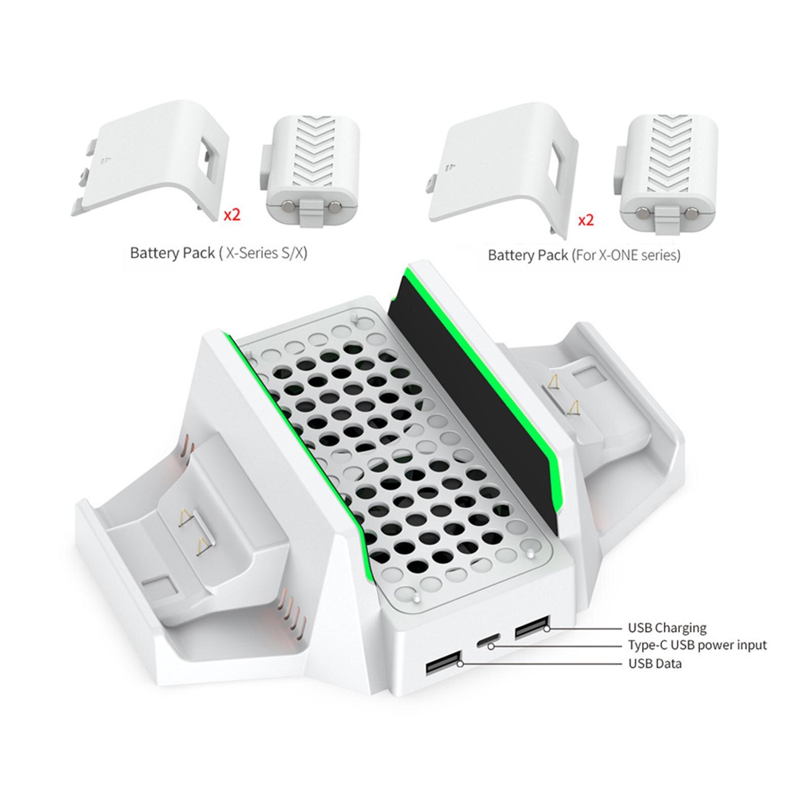 Vertikaler lüfterständer mit ladestation, 3 geschwindigkeitsstufen, zusätzlichen usb-anschlüssen für die series s-spielkonsole, usb-kühler, weiß