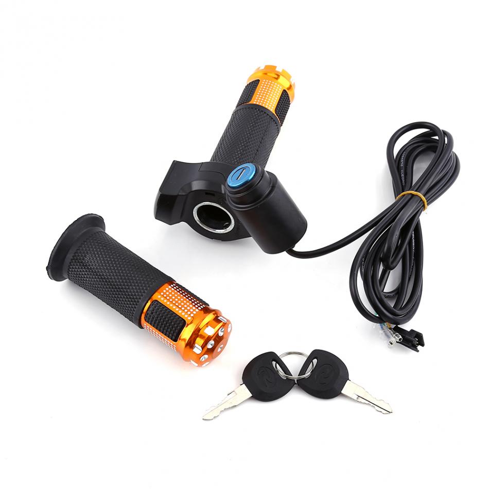 1 Set Aluminium Alloy Twist Throttle 5 wires Grips with LED Display Handle Key Knock Electric Bike Scooter Accelerator Parts