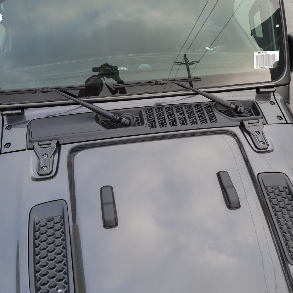 Carbon Fiber Front Engine Hood Hinge Decor Cover Trim For Jeep Wrangler JL