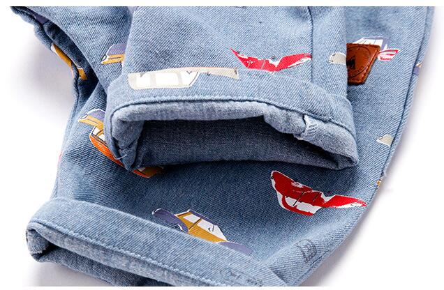 Överlägsen pojkar sommarshorts bomull haren fritids sport jeanstryck bil baby toddler jeans barnkläder