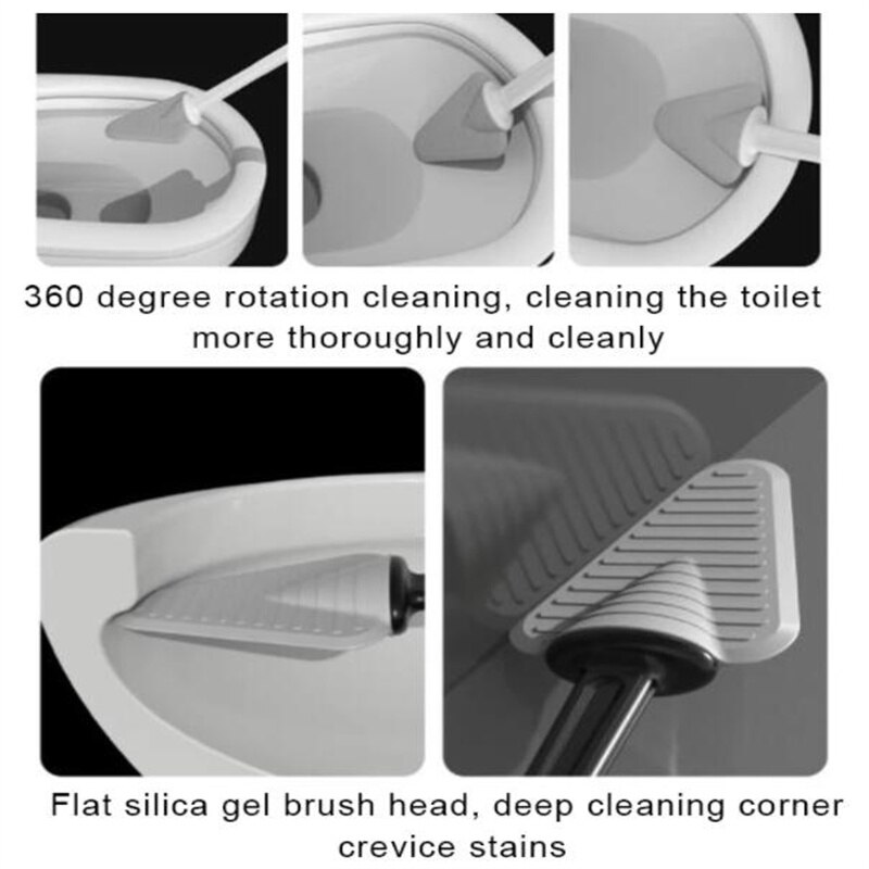 Brosse de toilette en Silicone noir, brosse triangulaire souple, tête debout, outils de nettoyage en profondeur, accessoires de salle de bain durables pour la maison