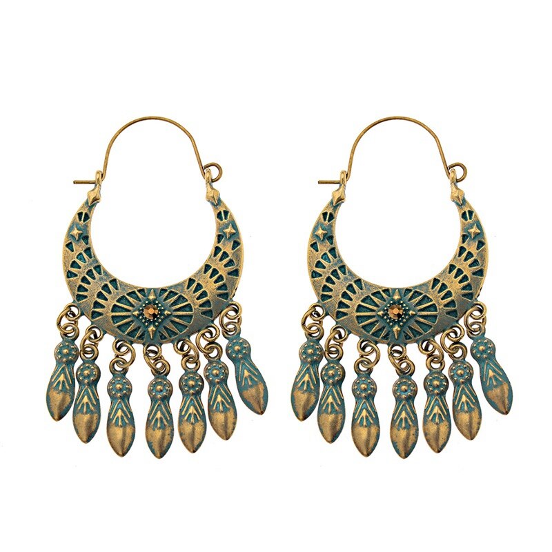 Egipt Vintage Bronze Tassel kolczyki jhumka dla kobiet 2019 Antique Vintage Flower turecki Tribal Indian Jewelry: Style 1