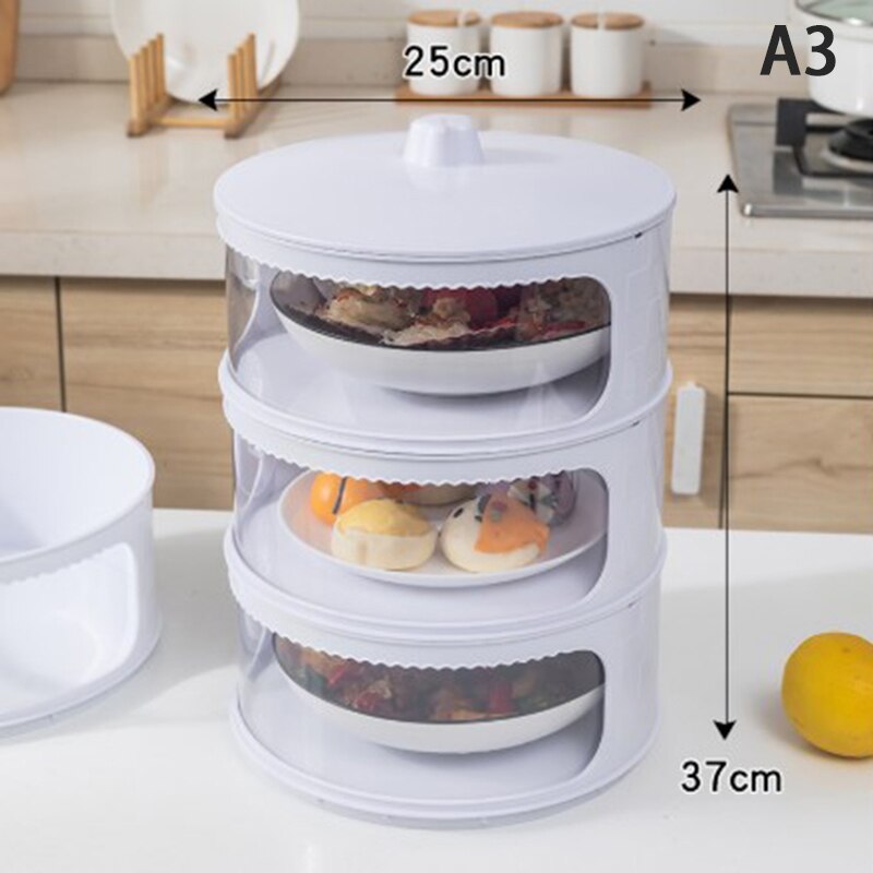 Multi-layer Food Cover Stackable Food Insulation Cover Anti-flies Household Dining Table Leftovers Storage Dust Proof Cover: Three Layers