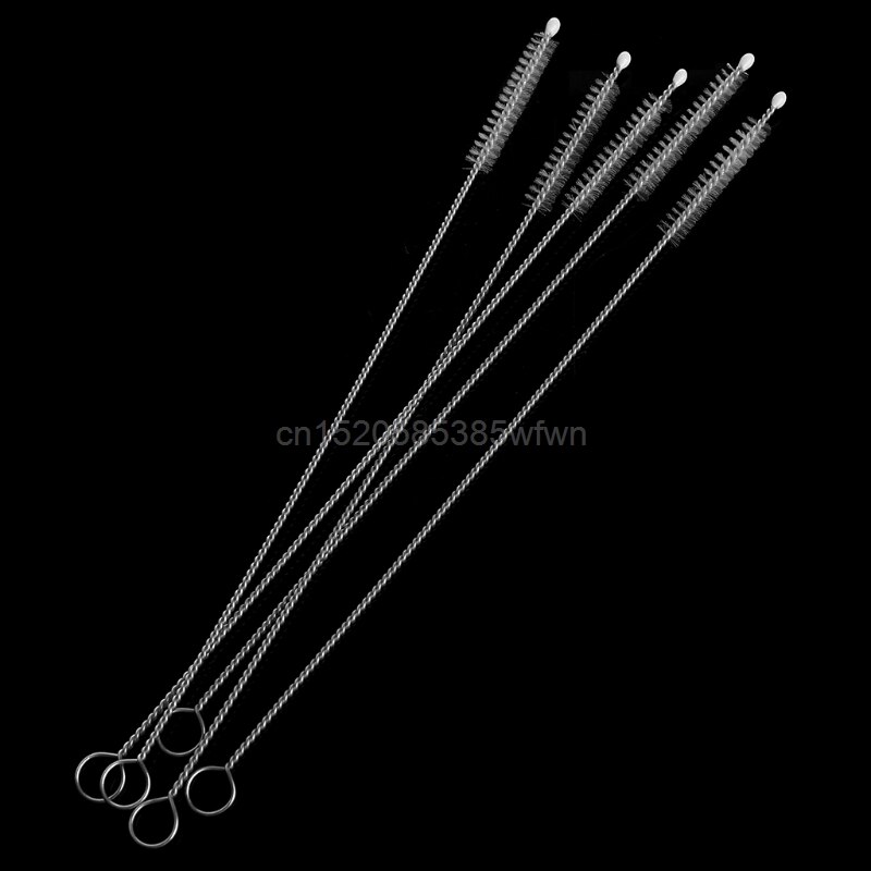 5 pz/lotto 17cm biberon per latte per bambini bere tazza d&#39;acqua lavaggio paglia spazzola detergente manico in acciaio inossidabile spirale capelli morbidi puliti