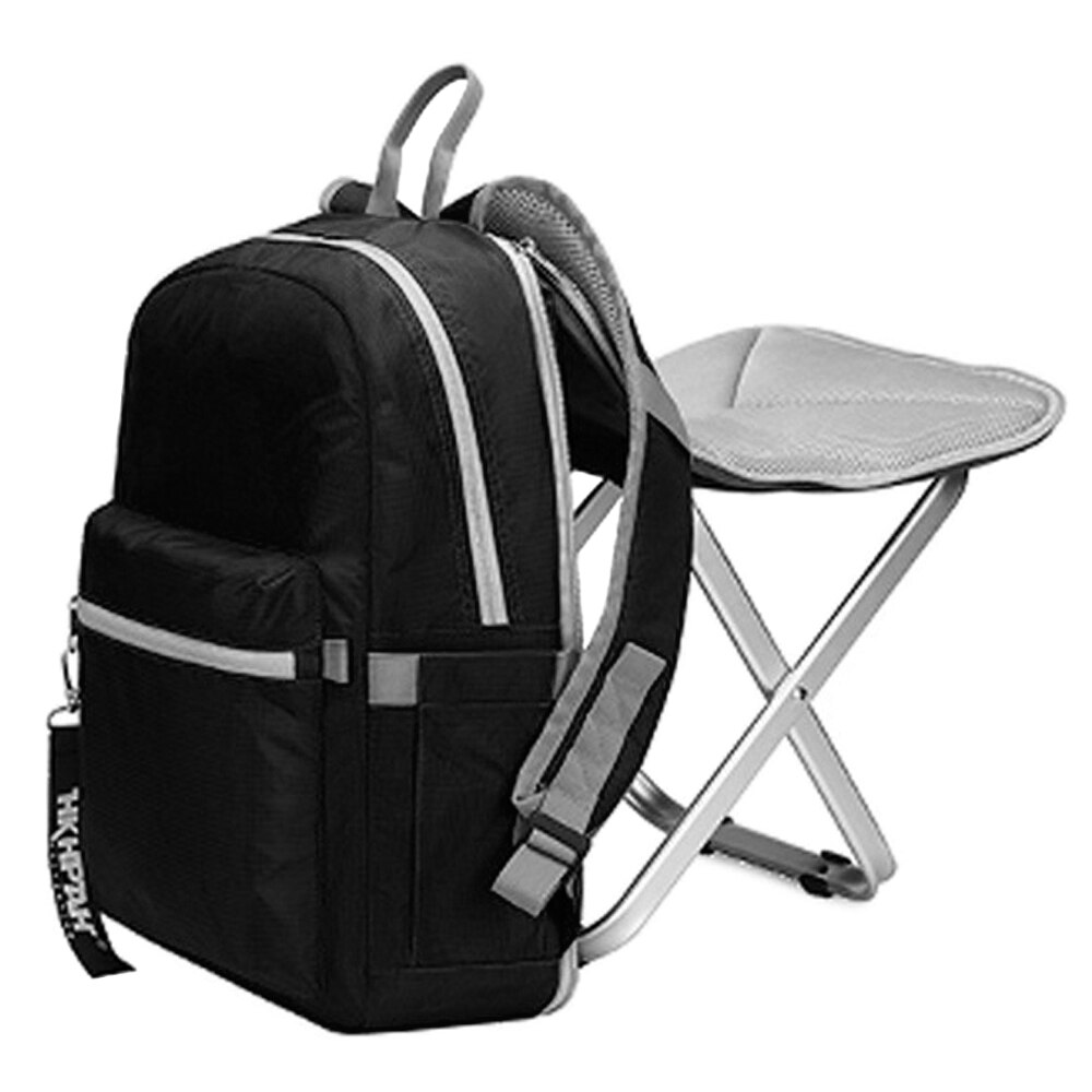 2 in 1 Folding Fishing Chair Bag Backpack Lightweight Backpack Stool Combo Backpack for Camping Fishing Hiking Picnic BBQ: Black