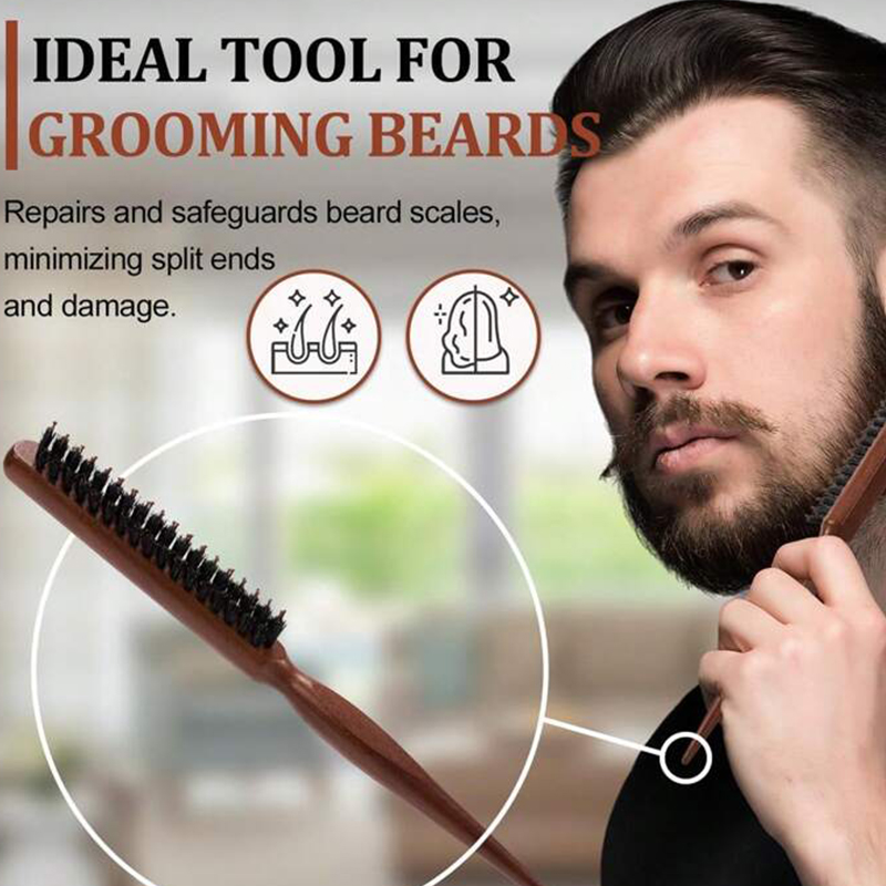 Hair Brushes With Bristles2pcs, Hair BrushBristles With Wooden Handle, ProfessionalHair Brushes For Home And Salon