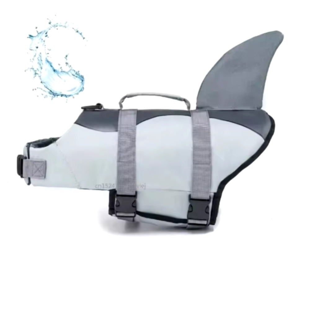 Gilet de sauvetage pour chien requin, flottabilité améliorée, vêtements de natation pour petits chiens, gilet de sécurité avec poignée pour chiens de taille moyenne et grande, surf: XS / GRIS