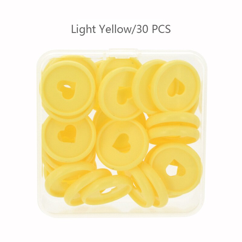 30pcs 28mm Plastic Ring Binder Discs Mushroom Hole Loose-leaf Disc Heart Binding Buckle Binder Planner Ring Notebook Accessories: Light Yellow-30pcs