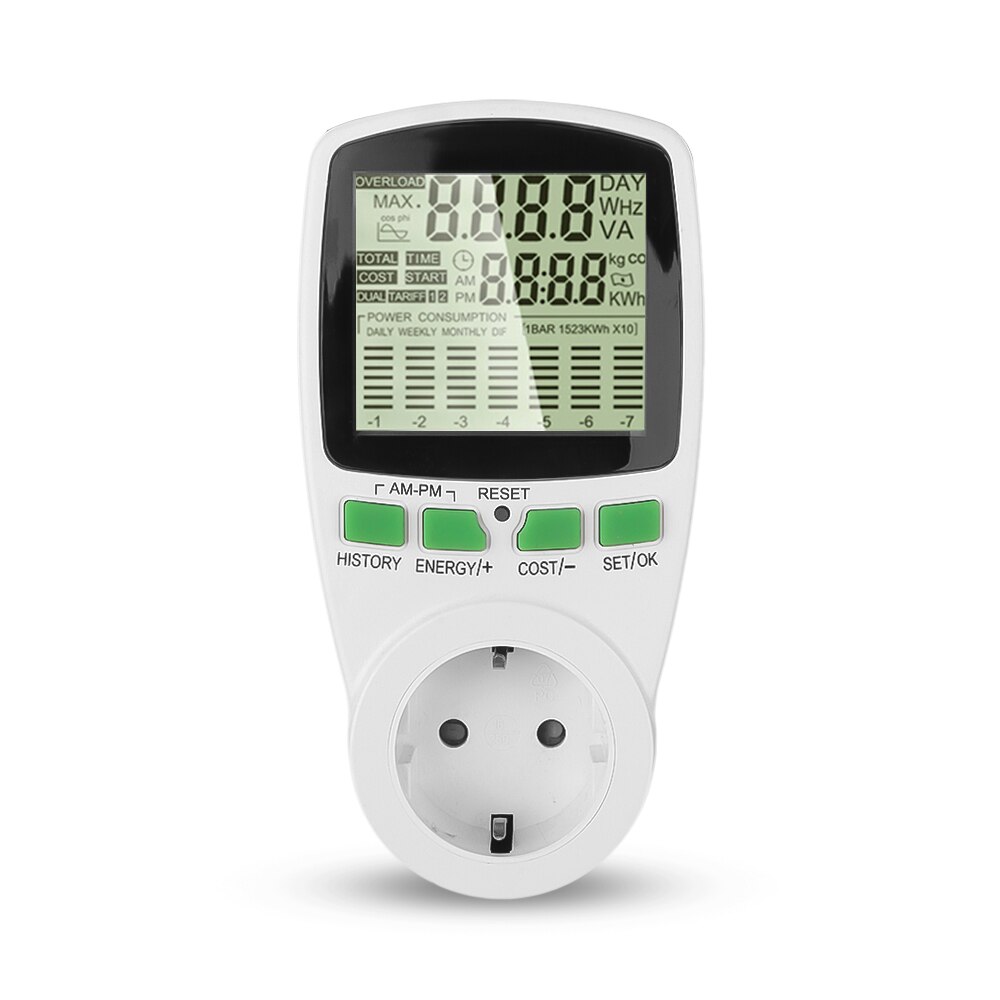 110/230v 50hz digital wattmeter lcd effektmåler wattmåler analysator energi kwh effektanalysator monitor