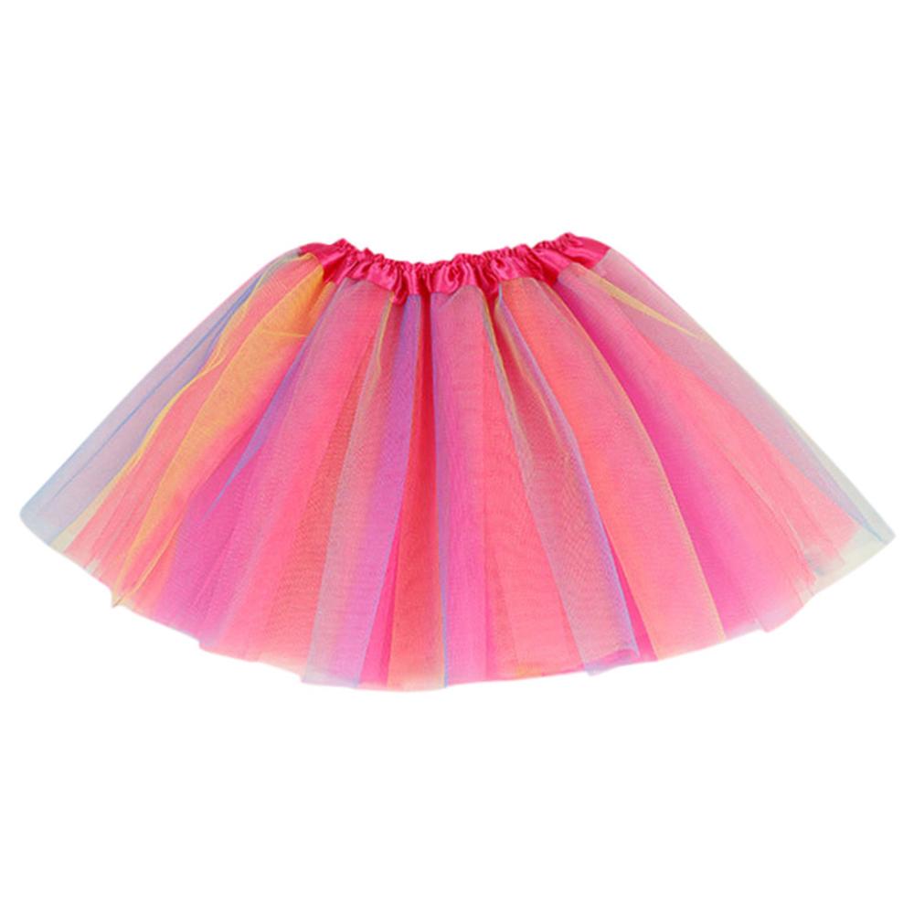 Baby Meisjes Rok Kinderen Tutu Tulle Party Dance Ballet Peuter Rainbow Baby Kostuum Rok Popeline Mini Multicolor Rok & xs: Hot Pink
