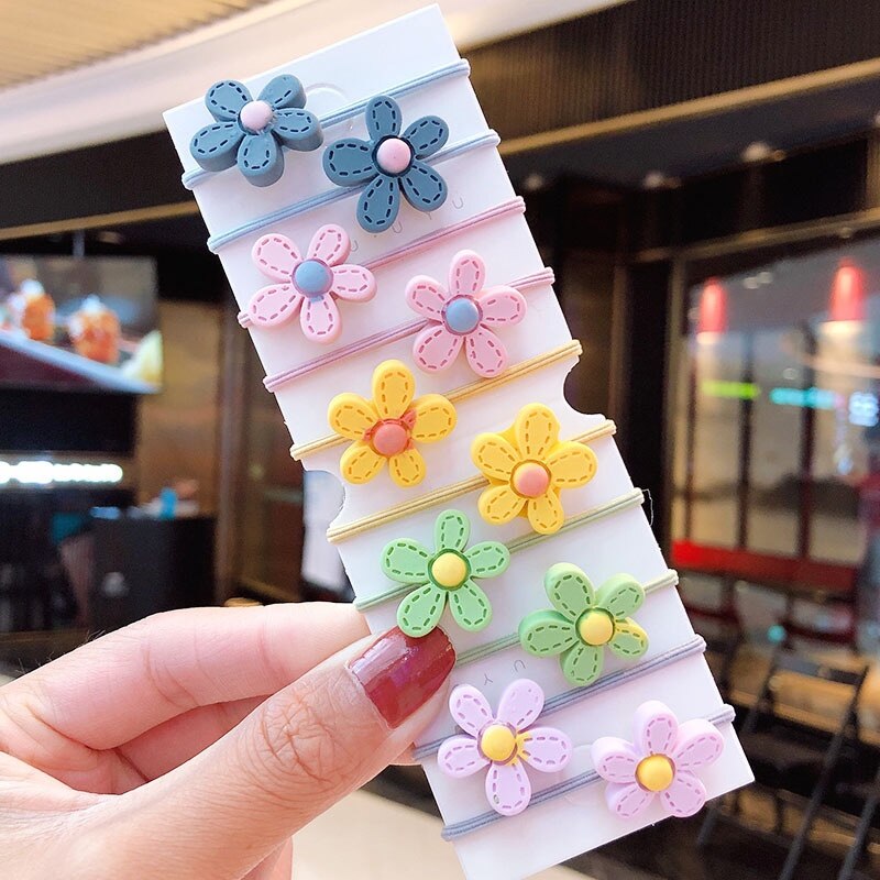 10 ks/sada dojčenské doplnky gumičky do vlasov pre deti elastické gumičky do vlasov detská čelenka pre dievčatko zaväzovací krúžok na hlavu scrunchie: Ružová