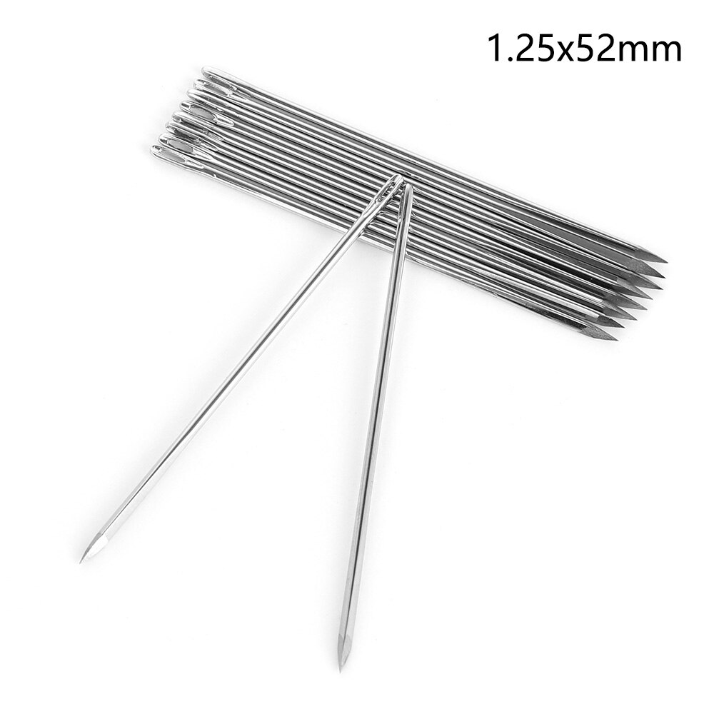 10 stk rustfrit stål formet stiftsøm håndarbejde gør-det-selv-læder trekantsnåle pels specialtilbehør til syværktøj: 1.25 x 52mm