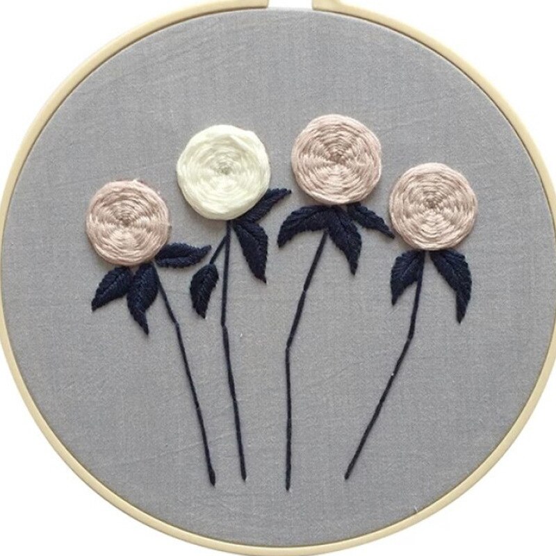 Kit de bordado de estilo europeo para principiantes, Material bordado con patrones de flores, punto de cruz, bricolaje: 6