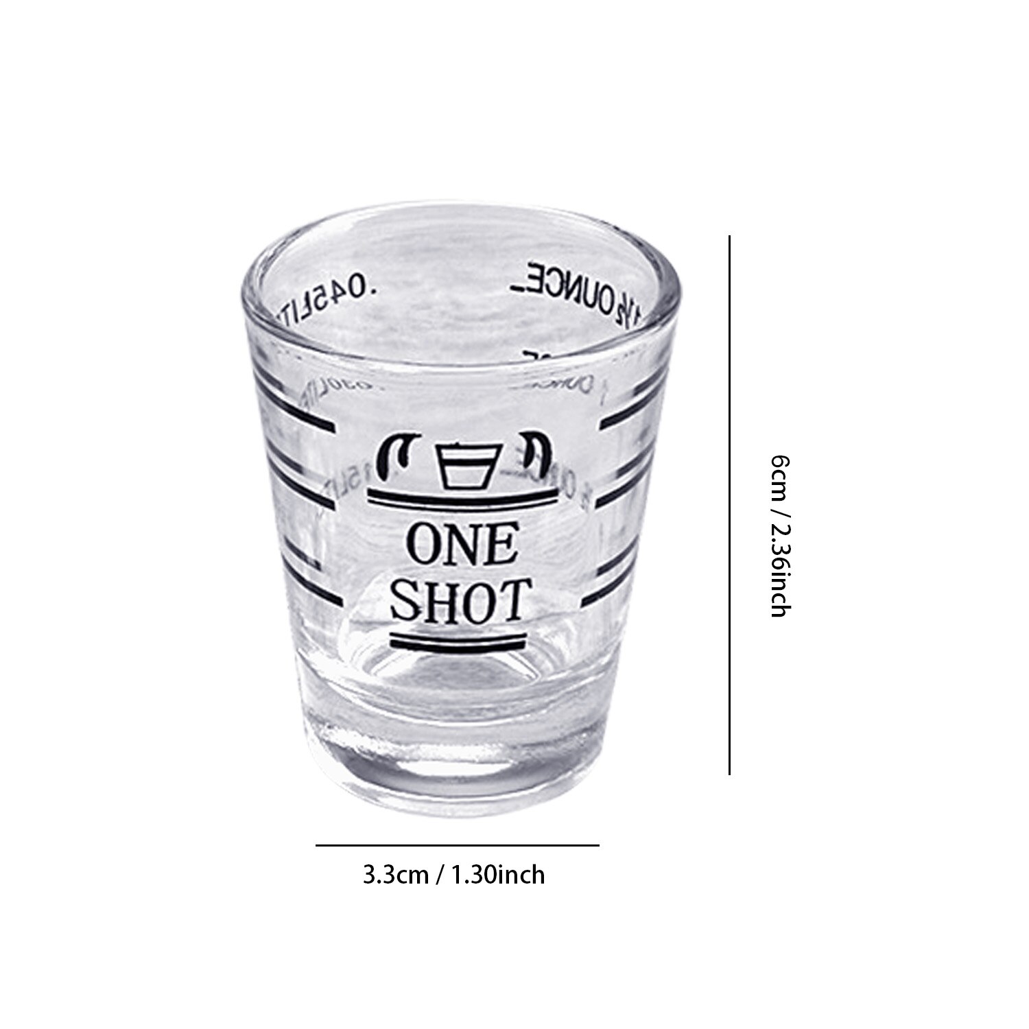 2 stk 45ml 1.5oz klart glass jigger målebeger med ml  oz 2 måleenhet for hjemme espresso vinverktøy