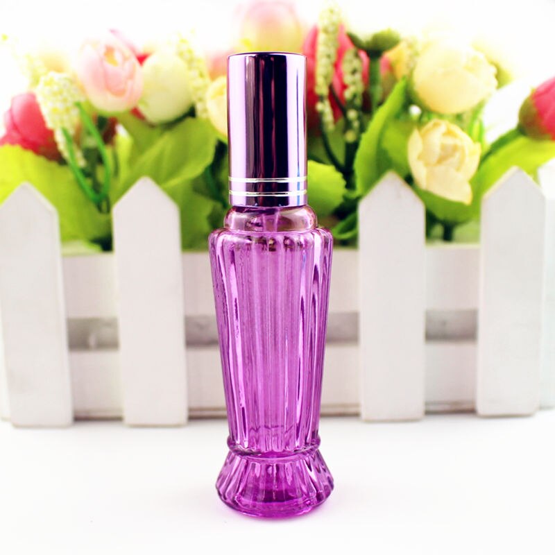10 stuks/partij 15ml kleurrijke glazen parfumflesjes dikke mini lege geur cosmetische verpakking sprayfles hervulbare glazen flesjes: Paars 