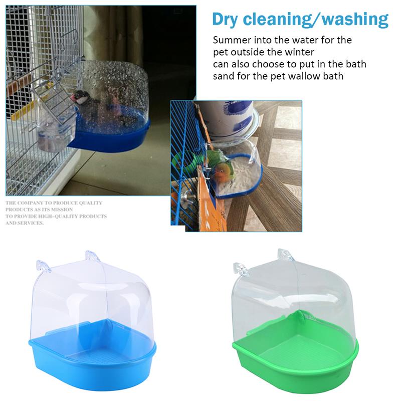 Caja de plástico para baño de aves, bañera, loro para periquito, pájaro amoroso, jaula para mascotas, cuenco colgante, periquito, baño de aves, 1 unidad