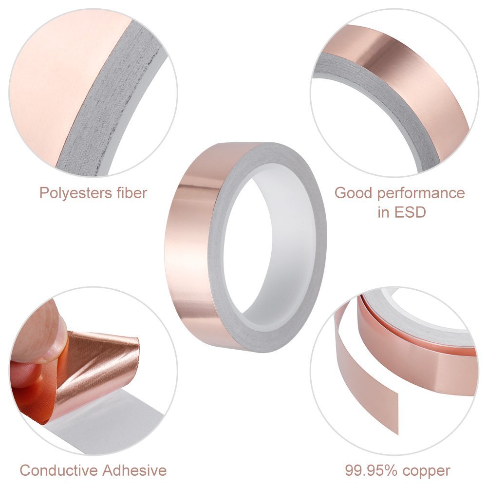 Ledande lim 5 8 10 15 20 30 40 50mm 20m emi skärmning kopparfolie tejp värmeisolering hög temperatur tejp vattentät