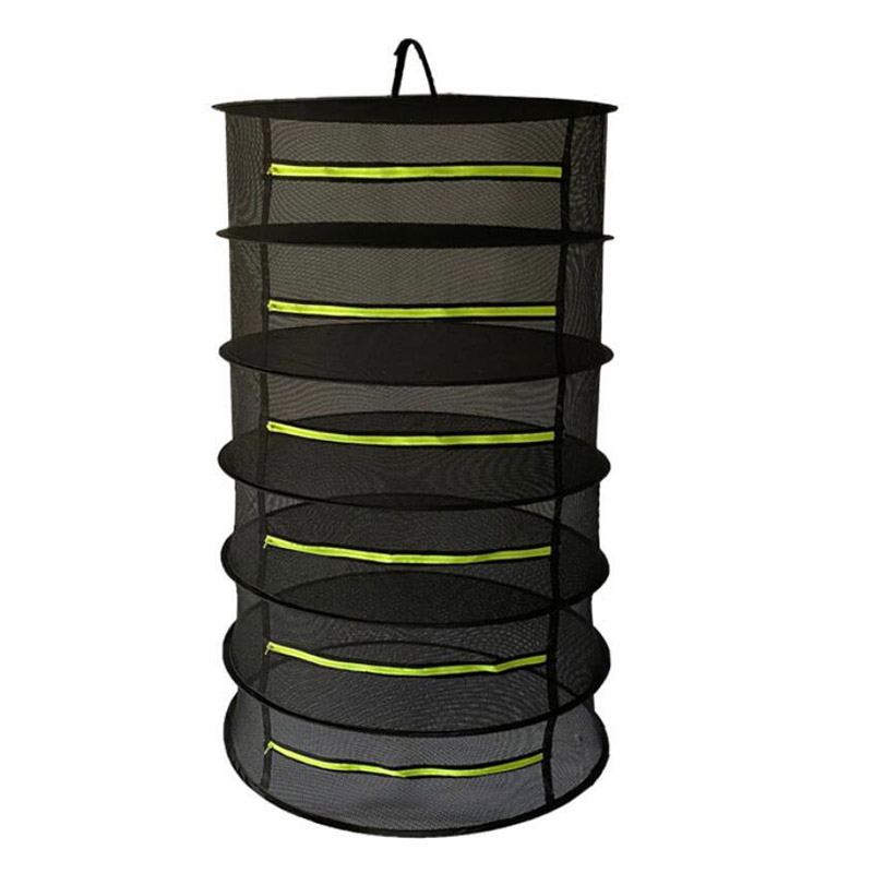 Malla plegable para secar hierbas, rejilla con cremallera para colgar bolsas de pesca, para hierbas, brotes, granos, tela, 2/4/6 capas: 6 floors green