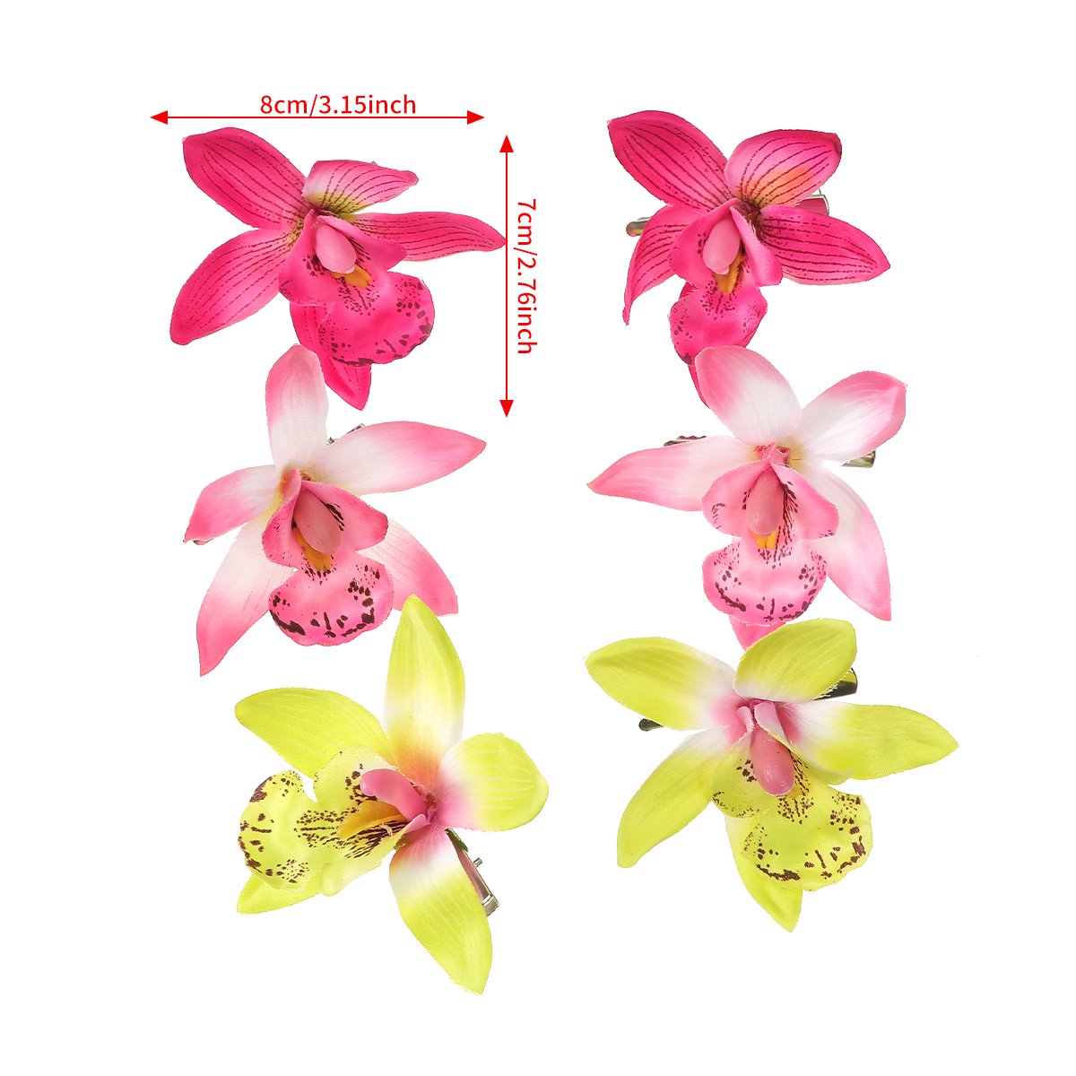 Horquillas de orquídeas simuladas, pinza para el pelo de flor blanca y rosa para mujer, horquilla para foto de playa de viaje de verano, Clip LATERAL, tocados de