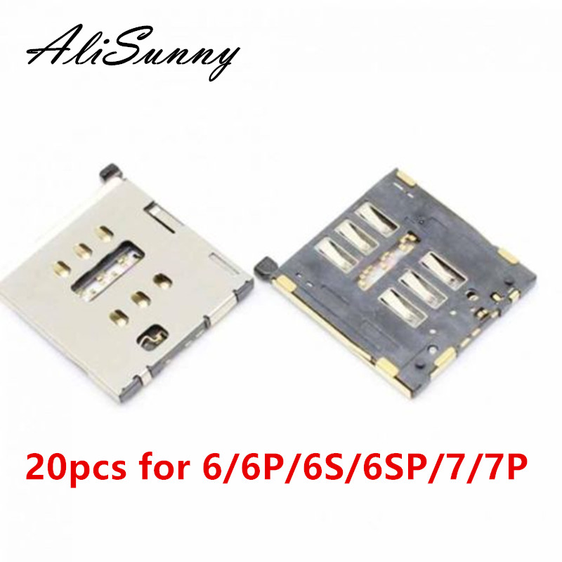 Alisunny 20Pcs Sim Card Tray Slot Socket Voor Iphone 8 7 6 6S Plus Innerlijke Micro Sim-kaart reader Adapter Vervangende Onderdelen