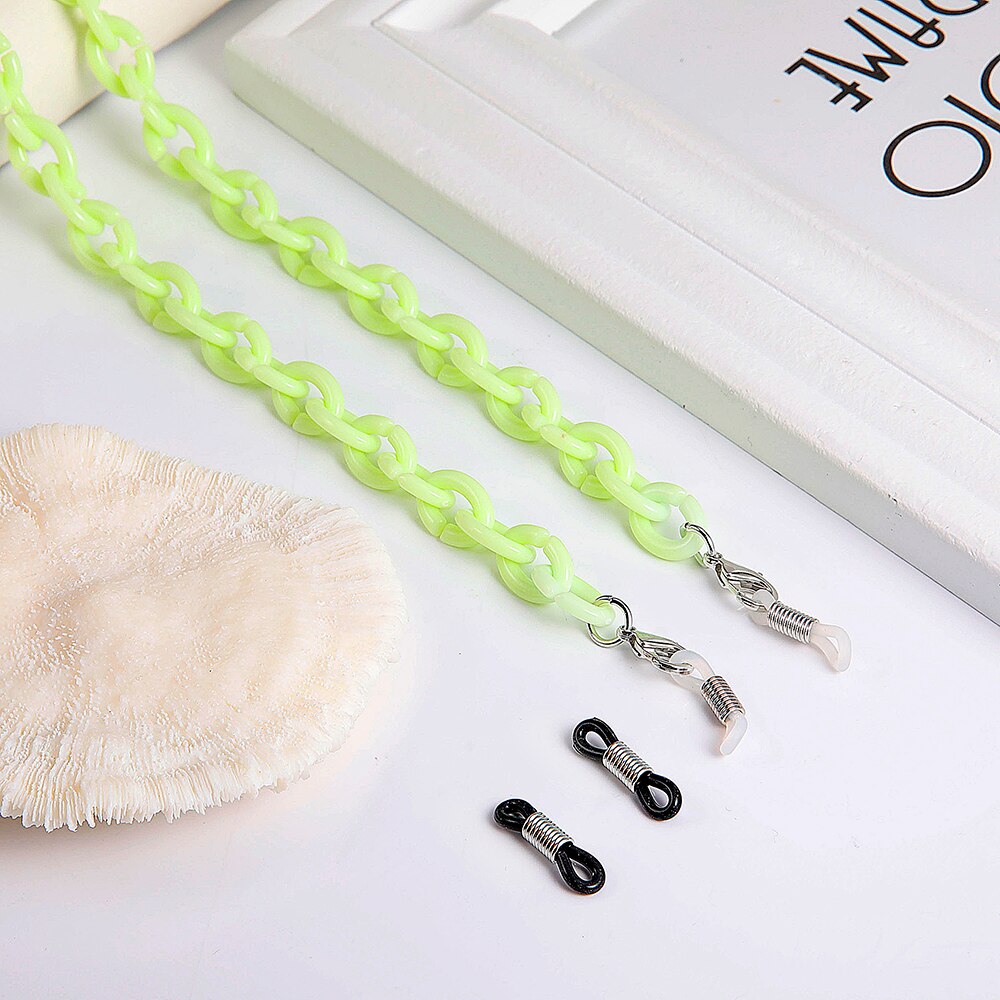 Skyrim 2022 Colorful Mask Chain Holder Hang on Neck Acrylic Glasses Chains Sunglasses Straps Eyewear Cord: green-silver