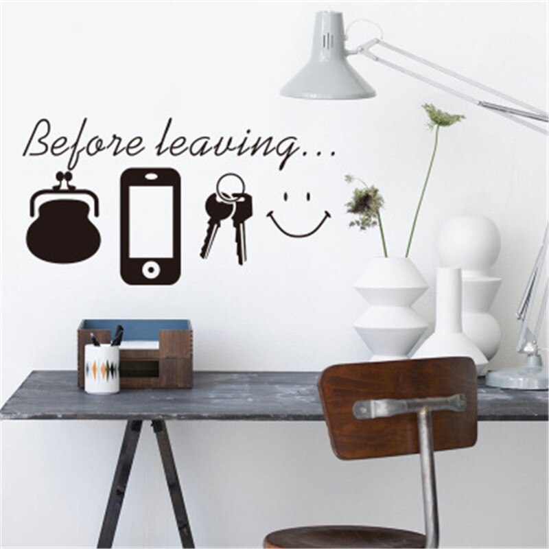 1 Set Before Leaving Reminder Quotes Wall Stickers Bedroom Living Room Door wall Decor for Daily Poster Mural