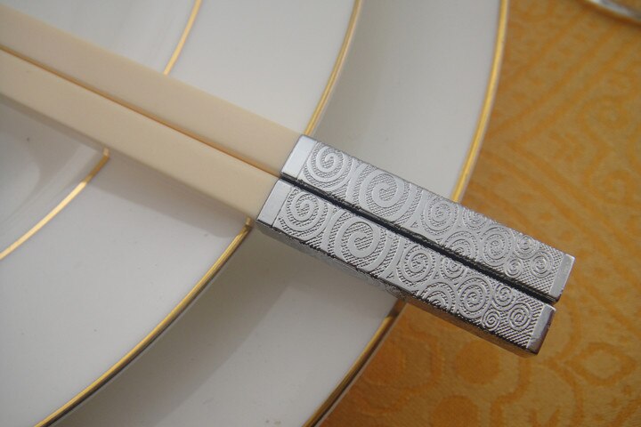 1 pair Ivory silver Japanese style chopsticks: Silver