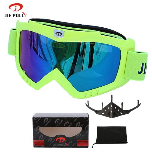 Winter skibril voor motorrijden anti-condens  uv400 bescherming heren dames sneeuw snowboardbril unisex skiën fietsbrillen: Fluorescentie geel