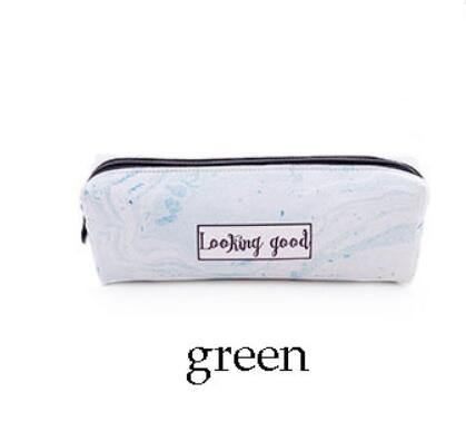 Estuches de lápices de mármol blanco y negro para niñas, gran capacidad, bolsa de cosméticos de cuero PU, Estuche escolar, suministros de oficina Zakka escolar: Looking