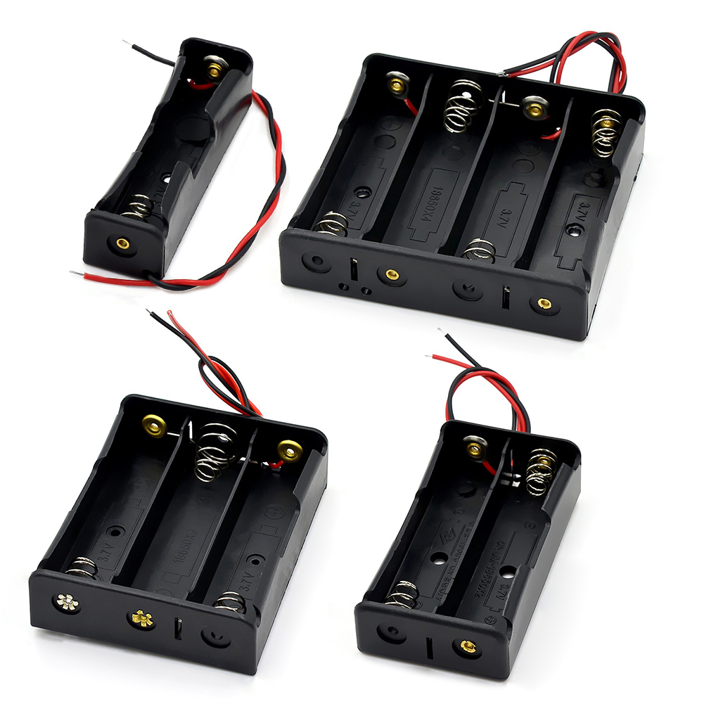 1 2 3 4 sleuf 18650 batterijhouder plastic 18650 batterijhouder met draad zwart voor 18650 3.7v batterijen