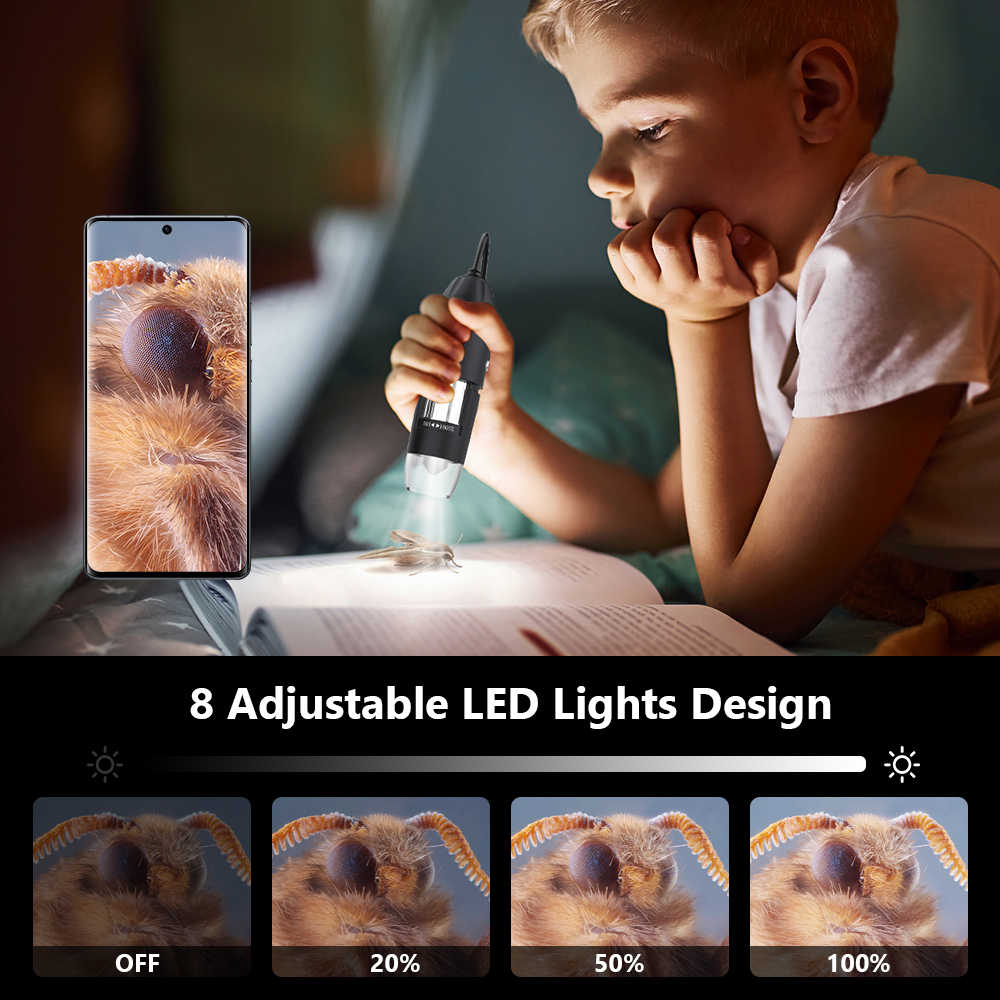 Cámara microscópica Digital 1600X 3 en 1 con soporte microscopio electrónico portátil para soldar lupa LED tipo C USB Android