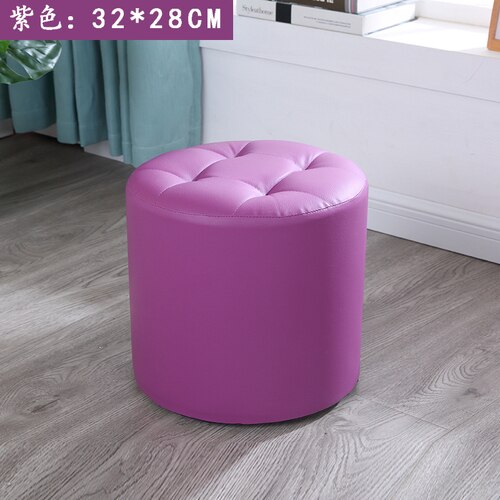 Tabouret rond en cuir escabeau chambre tabourets chaise coin siège pour économiser de l'espace pour salon restaurant chambre: M Purple