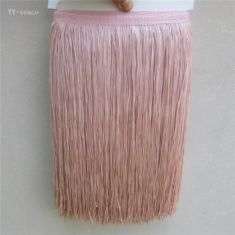 YY-tesaco 5yards 30cm Wide Lace Fringe Trim Tassel Fringe Trimming For DIY Latin Dress Stage Clothes Accessories Lace Ribbon: Bean pink