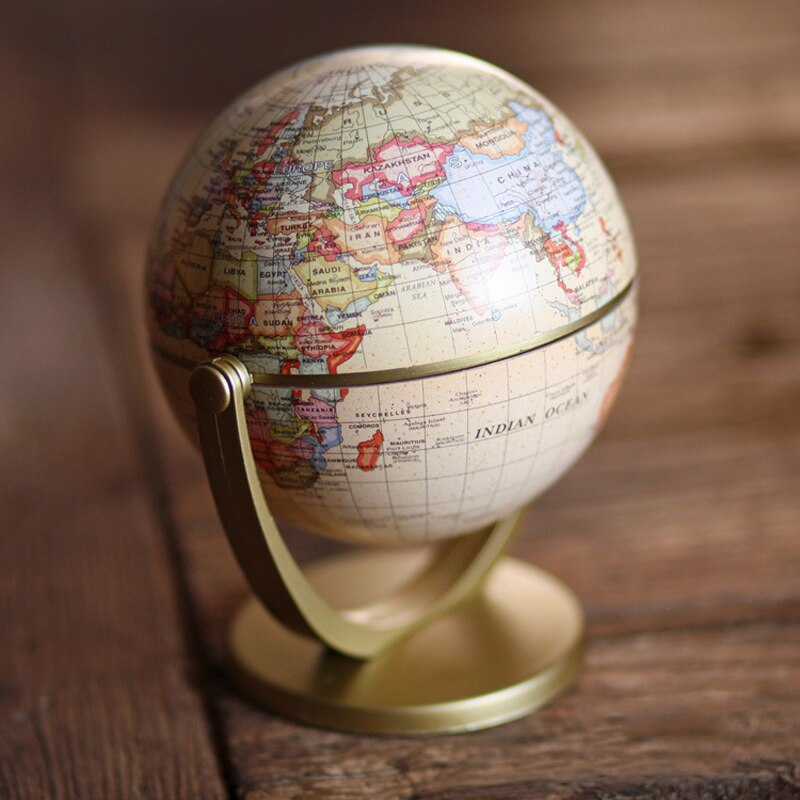 Retro Rotating World Globe Earth Map World Globe English Version Ornaments Geography Study Home Office Desktop Decorations