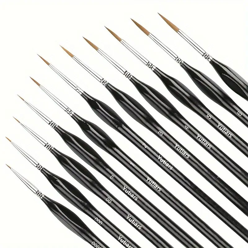 10/11pcs Miniature Paint Brushes, Detail Tip Paint Brushes Set With Ergonomic Handle - Suitable For Acrylic Painting, Oil, Wat: PURPLE