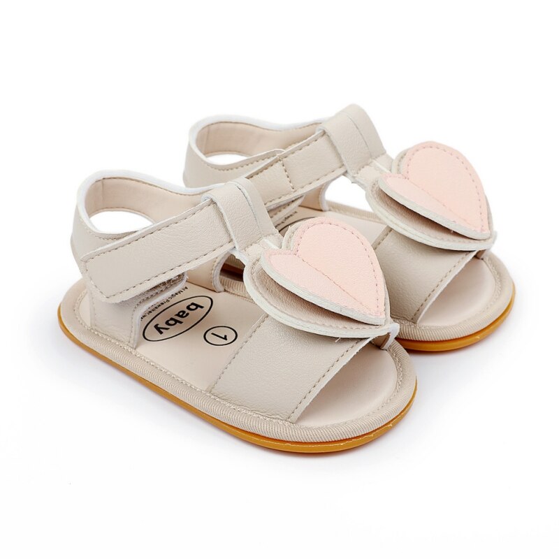 Zomer Pu Baby Antislip Sandalen Kind Meisjes Mode Liefde Decoratie Sandalen Baby Schoenen 0-18M baby Schoenen: X / 0-6 months