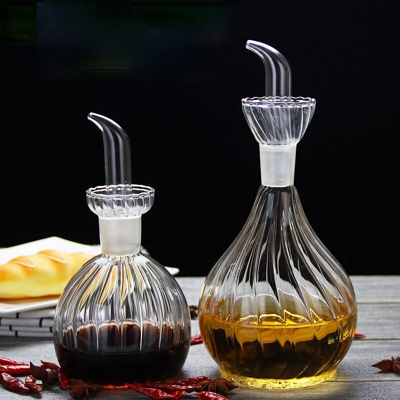 High boron silicone glass oil vinegar jug soy sauce pot seal seasoning pot striped jug