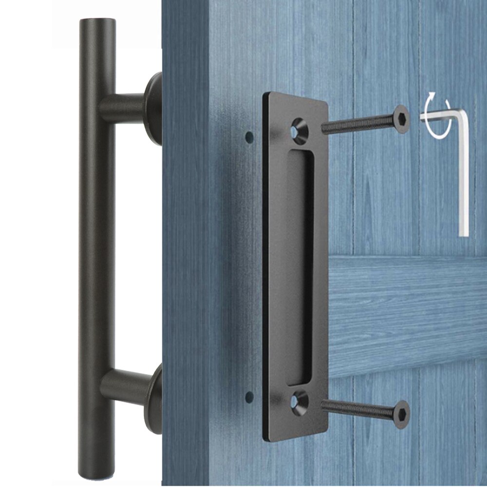 Pull Flush Recessed Wood Door Handle Sliding Barn Door Handle 35-45MM For Cabinet Cupboard Interior Door Furniture Hardware Set