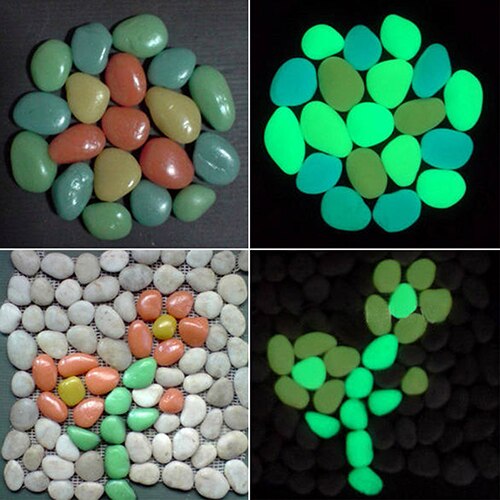 10 stuks glow in the dark stenen, gloeiende stenen, fluorescerende heldere kiezels, lichtgevende stenen voor aquariumtuindecoratie