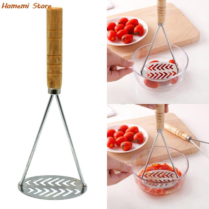 Smooth Mashed Potatoes Fruit Vegetable Tools Press Crusher Potato Masher Stainless Steel Pusher Broad Mashing Plate