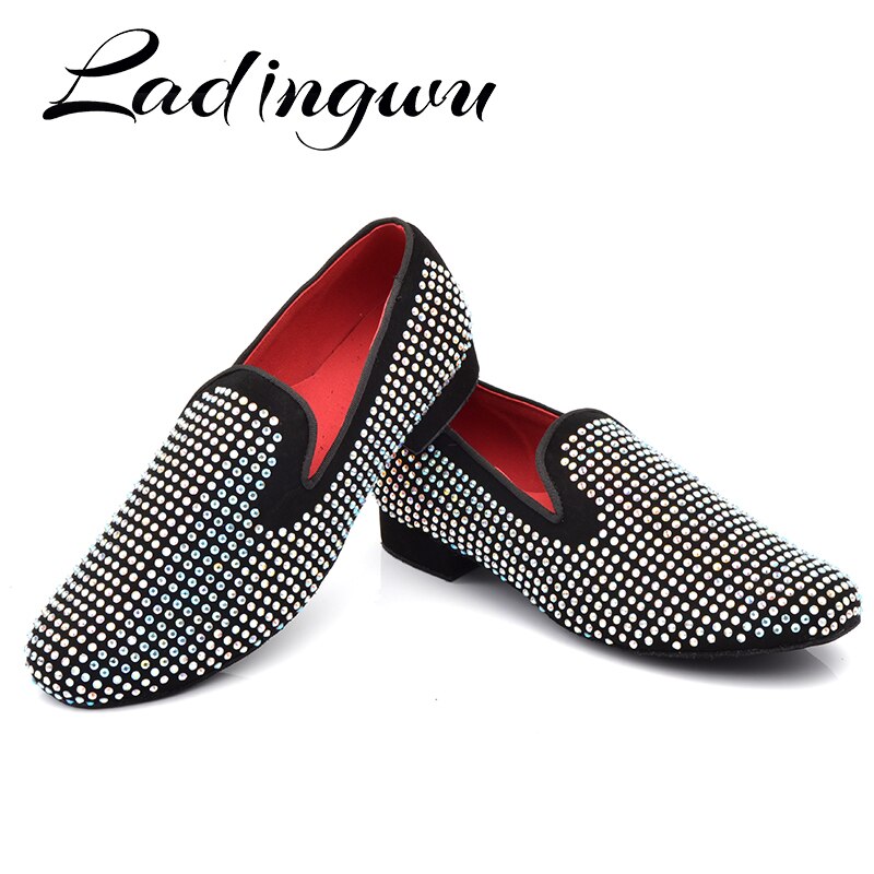 Ladingwu Latin Dance Schoenen Mannen Suède Strass Stijldansen Schoenen Mannen Zachte Bodem Sociale Partij Schoenen Indoor Sportschoenen