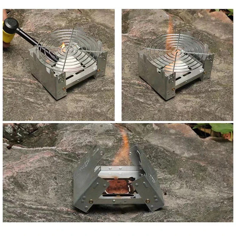 Estufa de Alcohol portátil para acampar, quemador de Alcohol sólido, estufa plegable de combustible para exteriores, Mini cocina de espíritu, Picnic, barbacoa, estufa de cera