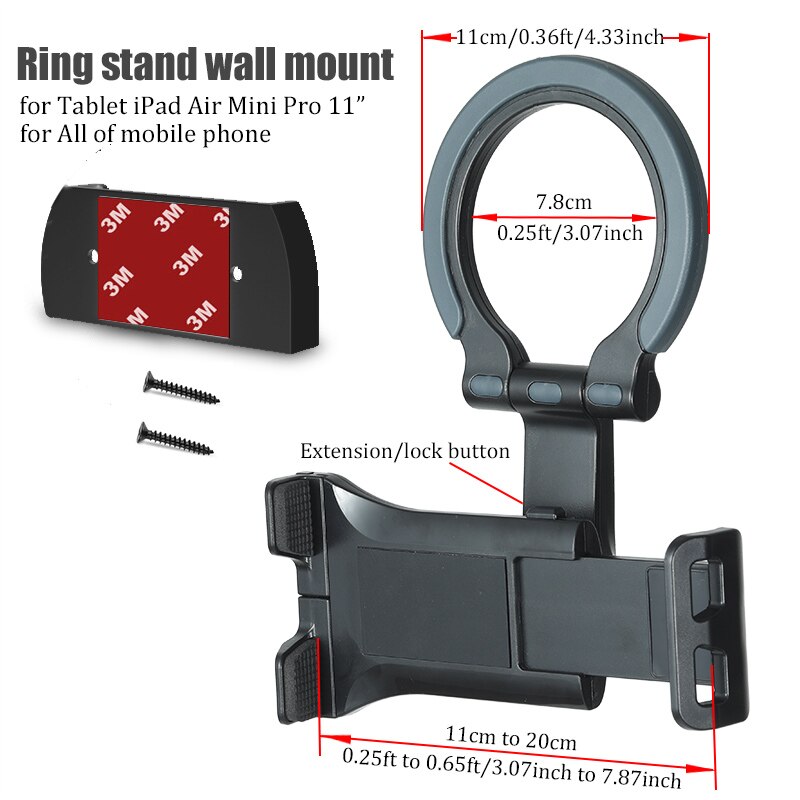 BFOLLOW-soporte de anillo para tableta y teléfono móvil, montaje en pared, cocina, hogar inteligente, 2 en 1, iPad Mini Air Pro, 11"