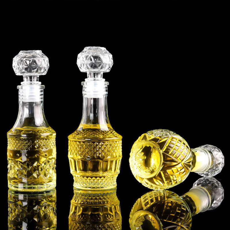 1 buc 50ml sticle mici transparente goale de whisky, vin, sticle mini de alcool din sticlă cu capac cu filet, decantor de whisky